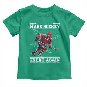 Funny Trump Ice Hockey Player Toddler T Shirt Make Hockey Great Again TS12 Irish Green Print Your Wear