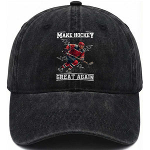 Funny Trump Ice Hockey Player Washed Cotton Baseball Cap Make Hockey Great Again TS12 Print Your Wear