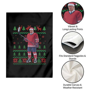 Trump Playing Ice Hockey Garden Flag Funny Ugly Christmas Sweater Gift TS12 Print Your Wear