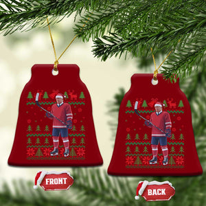 Trump Playing Ice Hockey Ceramic Ornament Funny Ugly Christmas Sweater Gift TS12 Print Your Wear
