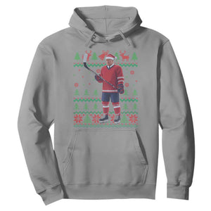 Trump Playing Ice Hockey Hoodie Funny Ugly Christmas Sweater Gift TS12 Sport Gray Print Your Wear