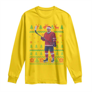 Trump Playing Ice Hockey Long Sleeve Shirt Funny Ugly Christmas Sweater Gift TS12 Daisy Print Your Wear
