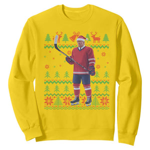 Trump Playing Ice Hockey Sweatshirt Funny Ugly Christmas Sweater Gift TS12 Daisy Print Your Wear