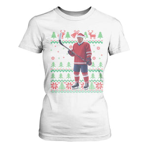 Trump Playing Ice Hockey T Shirt For Women Funny Ugly Christmas Sweater Gift TS12 White Print Your Wear