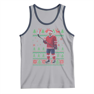 Trump Playing Ice Hockey Tank Top Funny Ugly Christmas Sweater Gift TS12 Athletic Heather Navy Print Your Wear