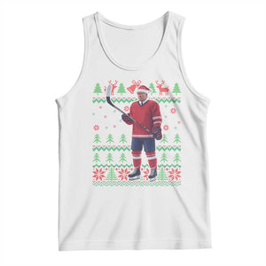 Trump Playing Ice Hockey Tank Top Funny Ugly Christmas Sweater Gift TS12 White Print Your Wear