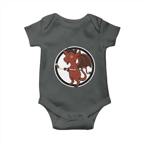 Funny Cryptid Sports Gift Baby Onesie Jersey Devil Playing Ice Hockey TS12 Dark Heather Print Your Wear