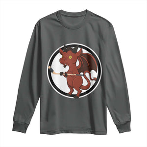Funny Cryptid Sports Gift Long Sleeve Shirt Jersey Devil Playing Ice Hockey TS12 Dark Heather Print Your Wear