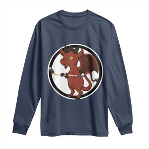Funny Cryptid Sports Gift Long Sleeve Shirt Jersey Devil Playing Ice Hockey TS12 Navy Print Your Wear