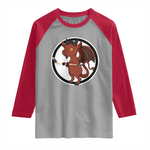 Funny Cryptid Sports Gift Raglan Shirt Jersey Devil Playing Ice Hockey TS12 Sport Gray Red Print Your Wear