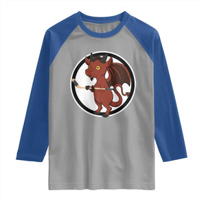 Funny Cryptid Sports Gift Raglan Shirt Jersey Devil Playing Ice Hockey TS12 Sport Gray Royal Print Your Wear