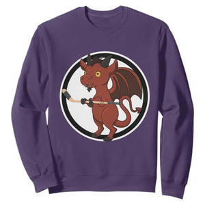 Funny Cryptid Sports Gift Sweatshirt Jersey Devil Playing Ice Hockey TS12 Purple Print Your Wear