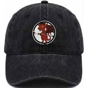 Funny Cryptid Sports Gift Washed Cotton Baseball Cap Jersey Devil Playing Ice Hockey TS12 Print Your Wear