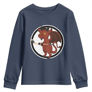 Funny Cryptid Sports Gift Youth Sweatshirt Jersey Devil Playing Ice Hockey TS12 Navy Print Your Wear