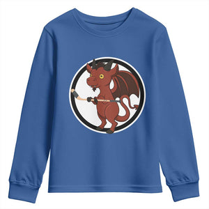 Funny Cryptid Sports Gift Youth Sweatshirt Jersey Devil Playing Ice Hockey TS12 Royal Blue Print Your Wear