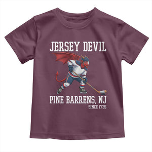 Pine Barrens New Jersey Devil Toddler T Shirt Gothic Horror Ice Hockey Gift TS12 Maroon Print Your Wear