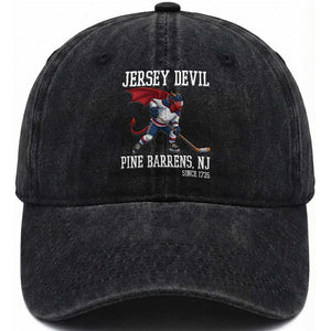 Pine Barrens New Jersey Devil Washed Cotton Baseball Cap Gothic Horror Ice Hockey Gift TS12 Print Your Wear