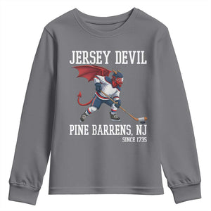 Pine Barrens New Jersey Devil Youth Sweatshirt Gothic Horror Ice Hockey Gift TS12 Charcoal Print Your Wear