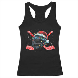 Christmas Ice Hockey Helmet Santa Racerback Tank Top Funny Xmas Gift TS12 Black Print Your Wear