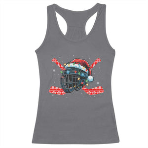 Christmas Ice Hockey Helmet Santa Racerback Tank Top Funny Xmas Gift TS12 Charcoal Print Your Wear