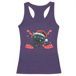 Christmas Ice Hockey Helmet Santa Racerback Tank Top Funny Xmas Gift TS12 Purple Print Your Wear