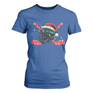 Christmas Ice Hockey Helmet Santa T Shirt For Women Funny Xmas Gift TS12 Royal Blue Print Your Wear