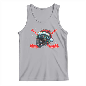 Christmas Ice Hockey Helmet Santa Tank Top Funny Xmas Gift TS12 Athletic Heather Print Your Wear
