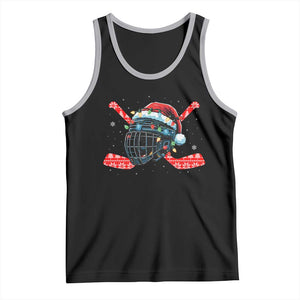 Christmas Ice Hockey Helmet Santa Tank Top Funny Xmas Gift TS12 Black Athletic Heather Print Your Wear
