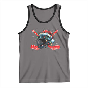 Christmas Ice Hockey Helmet Santa Tank Top Funny Xmas Gift TS12 Deep Heather Black Print Your Wear