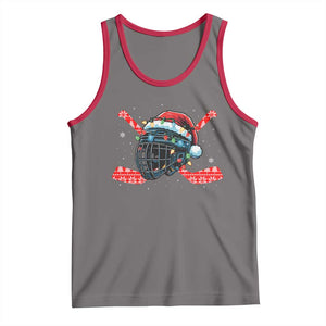 Christmas Ice Hockey Helmet Santa Tank Top Funny Xmas Gift TS12 Deep Heather Red Print Your Wear