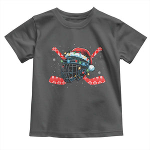 Christmas Ice Hockey Helmet Santa Toddler T Shirt Funny Xmas Gift TS12 Dark Heather Print Your Wear