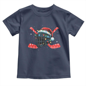 Christmas Ice Hockey Helmet Santa Toddler T Shirt Funny Xmas Gift TS12 Navy Print Your Wear
