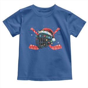 Christmas Ice Hockey Helmet Santa Toddler T Shirt Funny Xmas Gift TS12 Royal Blue Print Your Wear