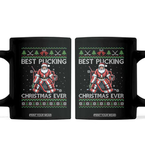 Best Pucking Christmas Ever Coffee Mug Santa Hockey Goalie Ugly Sweater Gift TS12 Black Print Your Wear