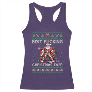 Best Pucking Christmas Ever Racerback Tank Top Santa Hockey Goalie Ugly Sweater Gift TS12 Purple Print Your Wear