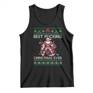 Best Pucking Christmas Ever Tank Top Santa Hockey Goalie Ugly Sweater Gift TS12 Black Print Your Wear
