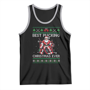 Best Pucking Christmas Ever Tank Top Santa Hockey Goalie Ugly Sweater Gift TS12 Black Athletic Heather Print Your Wear