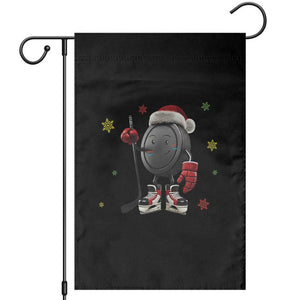 Funny Ice Hockey Holiday Gift Garden Flag Cute Puck Wearing Santa Hat TS12 Black Print Your Wear
