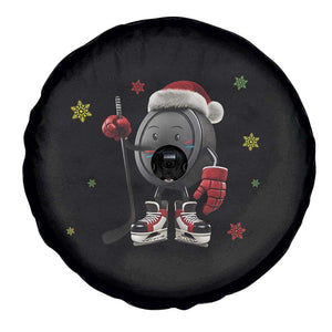 Funny Ice Hockey Holiday Gift Spare Tire Cover Cute Puck Wearing Santa Hat TS12 Print Your Wear