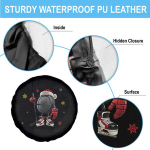 Funny Ice Hockey Holiday Gift Spare Tire Cover Cute Puck Wearing Santa Hat TS12 Print Your Wear