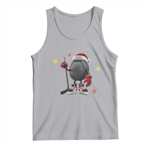 Funny Ice Hockey Holiday Gift Tank Top Cute Puck Wearing Santa Hat TS12 Athletic Heather Print Your Wear