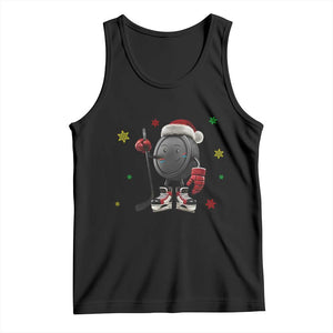 Funny Ice Hockey Holiday Gift Tank Top Cute Puck Wearing Santa Hat TS12 Black Print Your Wear