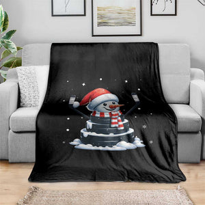 Hockey Puck Snowman Throw Blanket Funny Holiday Christmas Gift TS12 Print Your Wear