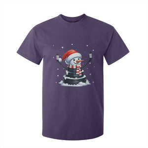 Hockey Puck Snowman T Shirt For Kid Funny Holiday Christmas Gift TS12 Purple Print Your Wear