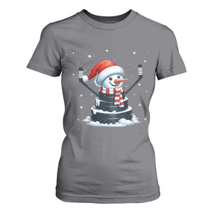 Hockey Puck Snowman T Shirt For Women Funny Holiday Christmas Gift TS12 Charcoal Print Your Wear