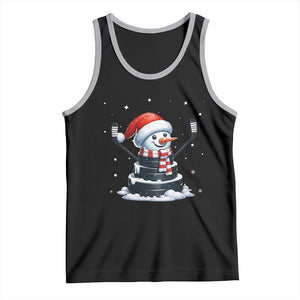 Hockey Puck Snowman Tank Top Funny Holiday Christmas Gift TS12 Black Athletic Heather Print Your Wear