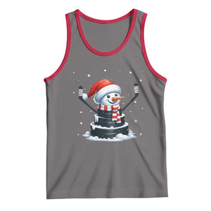 Hockey Puck Snowman Tank Top Funny Holiday Christmas Gift TS12 Deep Heather Red Print Your Wear
