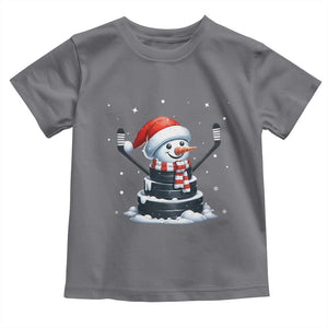 Hockey Puck Snowman Toddler T Shirt Funny Holiday Christmas Gift TS12 Charcoal Print Your Wear