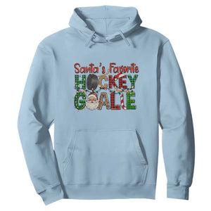 Santa Favorite Hockey Goalie Hoodie Funny Christmas Gift TS12 Light Blue Print Your Wear