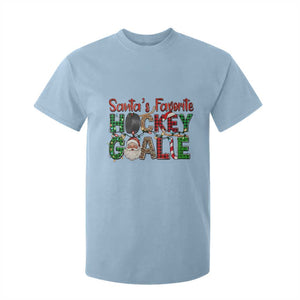 Santa Favorite Hockey Goalie T Shirt For Kid Funny Christmas Gift TS12 Light Blue Print Your Wear